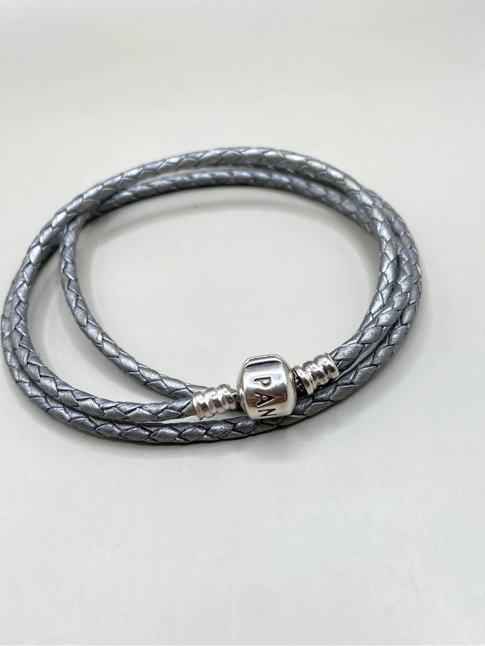Pandora Moments Silver Leather Triple Wrap Bracelet